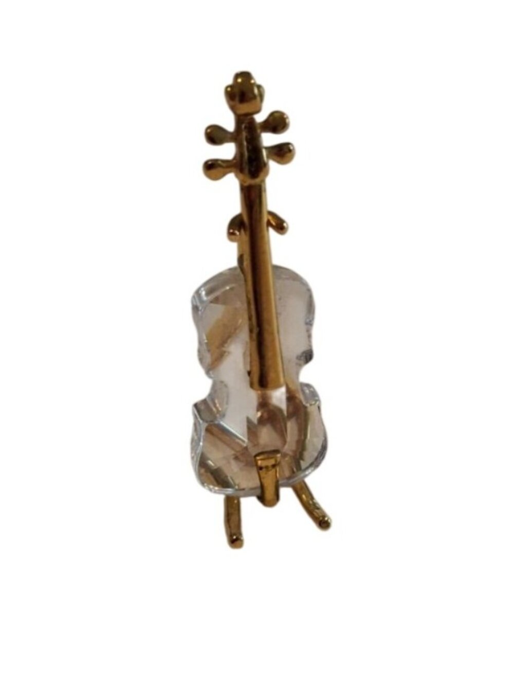 Vintage Swarovski Crystal Violin Miniture Gold Tone Instrument with Stand